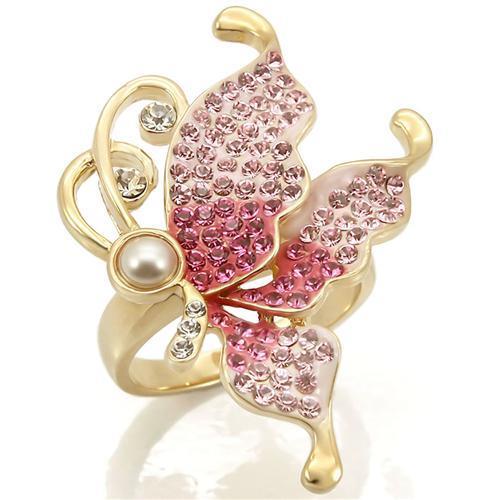 JCE289 Gold Brass Ring with Top Grade Crystal  in Multi Color