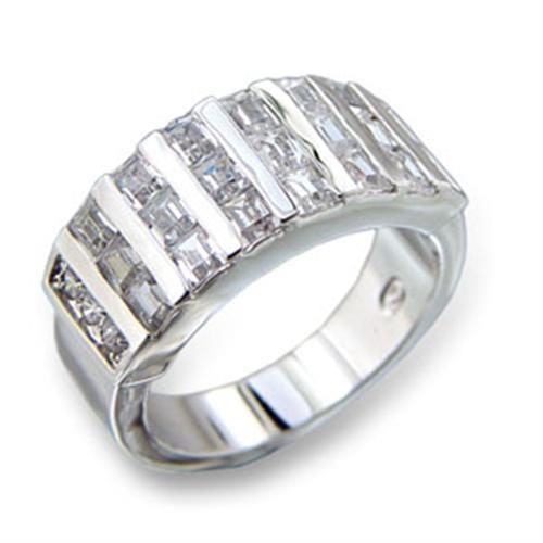 JCE3602 Rhodium Brass Ring with AAA Grade CZ  in Clear