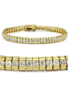 JCE303 Gold Brass Bracelet with AAA Grade CZ  in Clear
