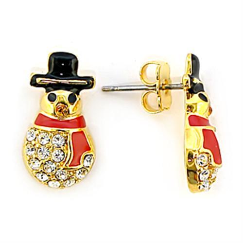 JCE320 Gold Brass Earrings with Top Grade Crystal  in Topaz-Default Title