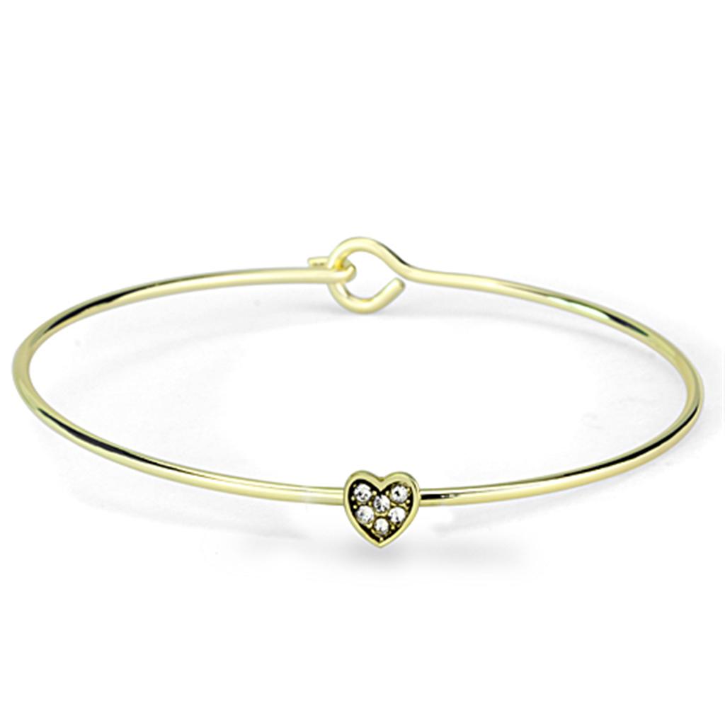 JCE3263 Gold Brass Bangle with Top Grade Crystal  in Clear
