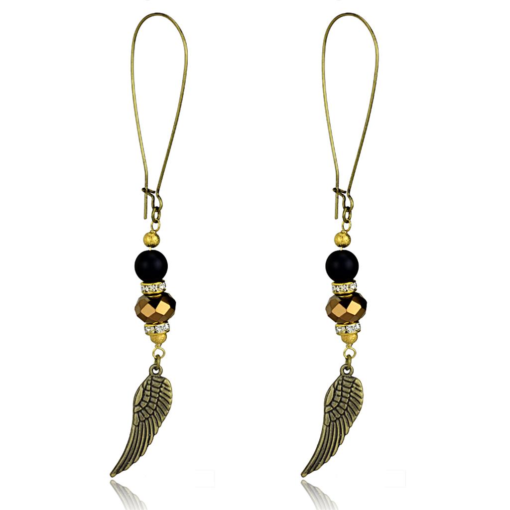 JCE3809 Antique Copper White Metal Earrings with Synthetic Synthetic Stone in Multi Color