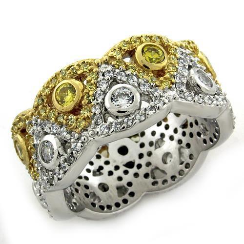 JCEAS1151 Gold+Rhodium 925 Sterling Silver Ring with AAA Grade CZ  in Multi Color