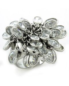 JCEAS1168 Rhodium 925 Sterling Silver Ring with AAA Grade CZ  in Clear