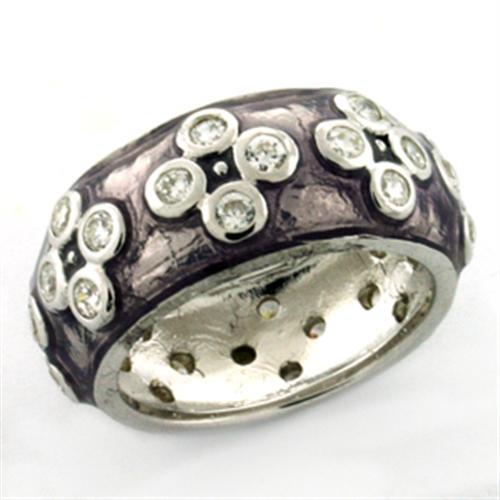 JCEAS730 Rhodium 925 Sterling Silver Ring with Epoxy  in Light Amethyst
