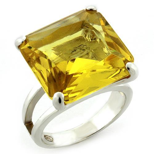 JCEAS871 High-Polished 925 Sterling Silver Ring with AAA Grade CZ  in Citrine