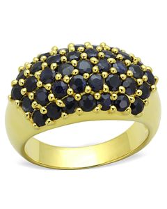 JCES746 Gold 925 Sterling Silver Ring with AAA Grade CZ  in Jet