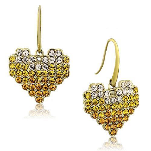 JCE1455 IP Gold(Ion Plating) Stainless Steel Earrings with Top Grade Crystal  in Multi Color