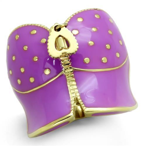JCE1621 IP Gold(Ion Plating) Stainless Steel Ring with Epoxy  in Amethyst