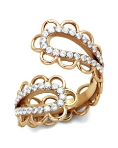 JCE1633 IP Rose Gold(Ion Plating) Stainless Steel Ring with AAA Grade CZ  in Clear