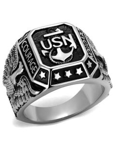 JCE2325 High polished (no plating) Stainless Steel Ring with Epoxy  in Jet