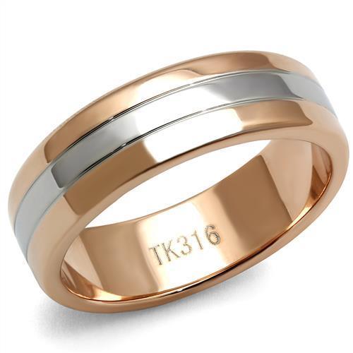 JCE2569 Two-Tone IP Rose Gold Stainless Steel Ring with No Stone