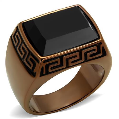 JCE3014 IP Coffee light Stainless Steel Ring with Synthetic Onyx in Jet